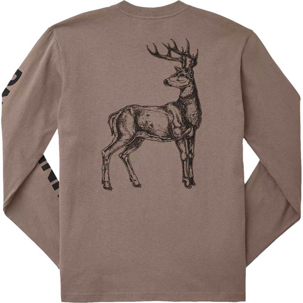 Filson Outfitter Graphic Long Sleeve Shirt Sz Small‎ Mens Brown Loose Fit Deer